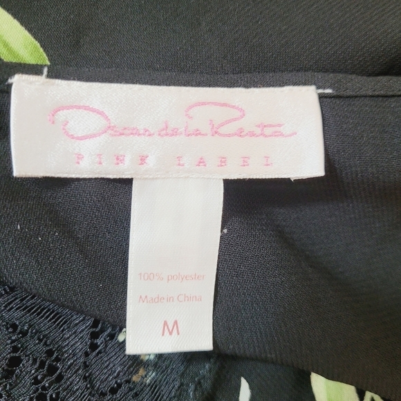 Oscar De Le Renta Pink Label Black Floral Lace Trim Y2k Slip Cami Size Medium - Picture 6 of 8
